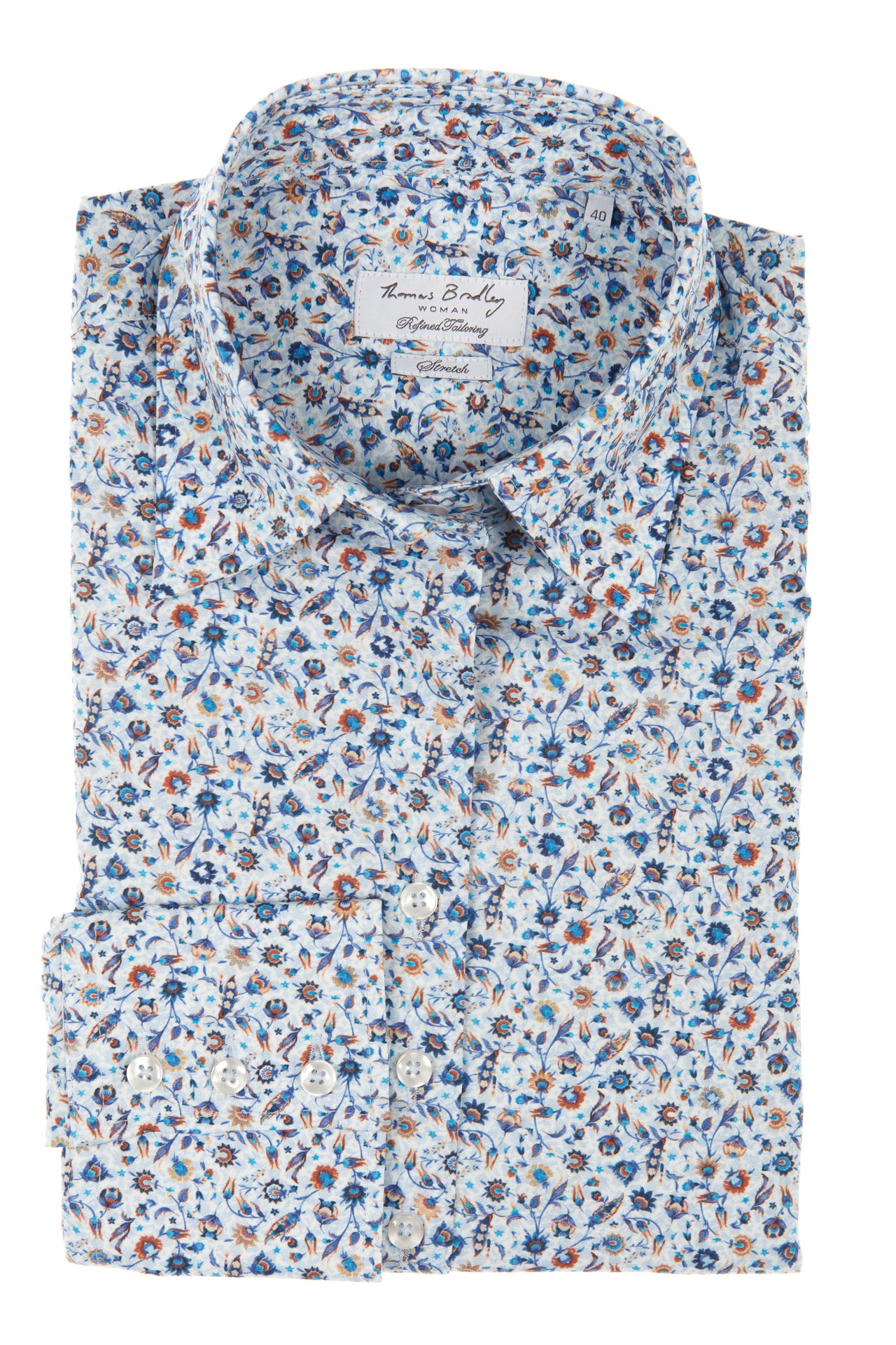 Bloes in blauw bruine bloemen print